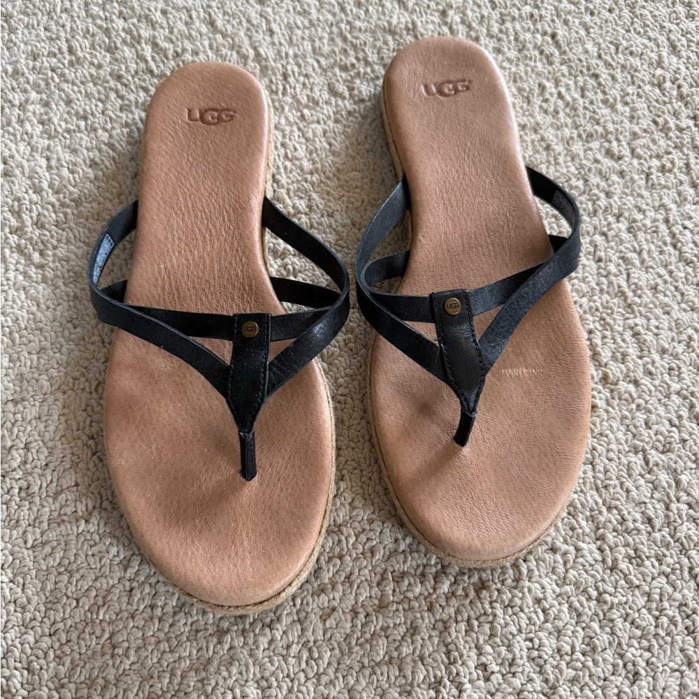 UGG Women's Black and Tan Sandals